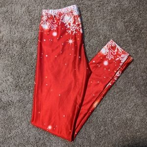 Lotus leggings red holiday themed M